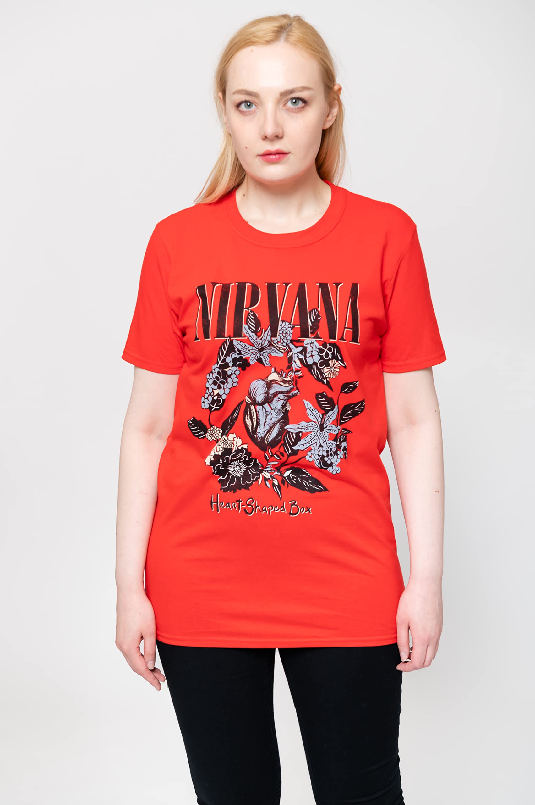 Nirvana Men's Heart-Shaped Box Slim Fit T-Shirt Red