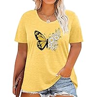 Plus Size Tshirts for Women Sunflower Graphic Tees Summer Tops Cute Trendy Clothes Casual Tee Shirt