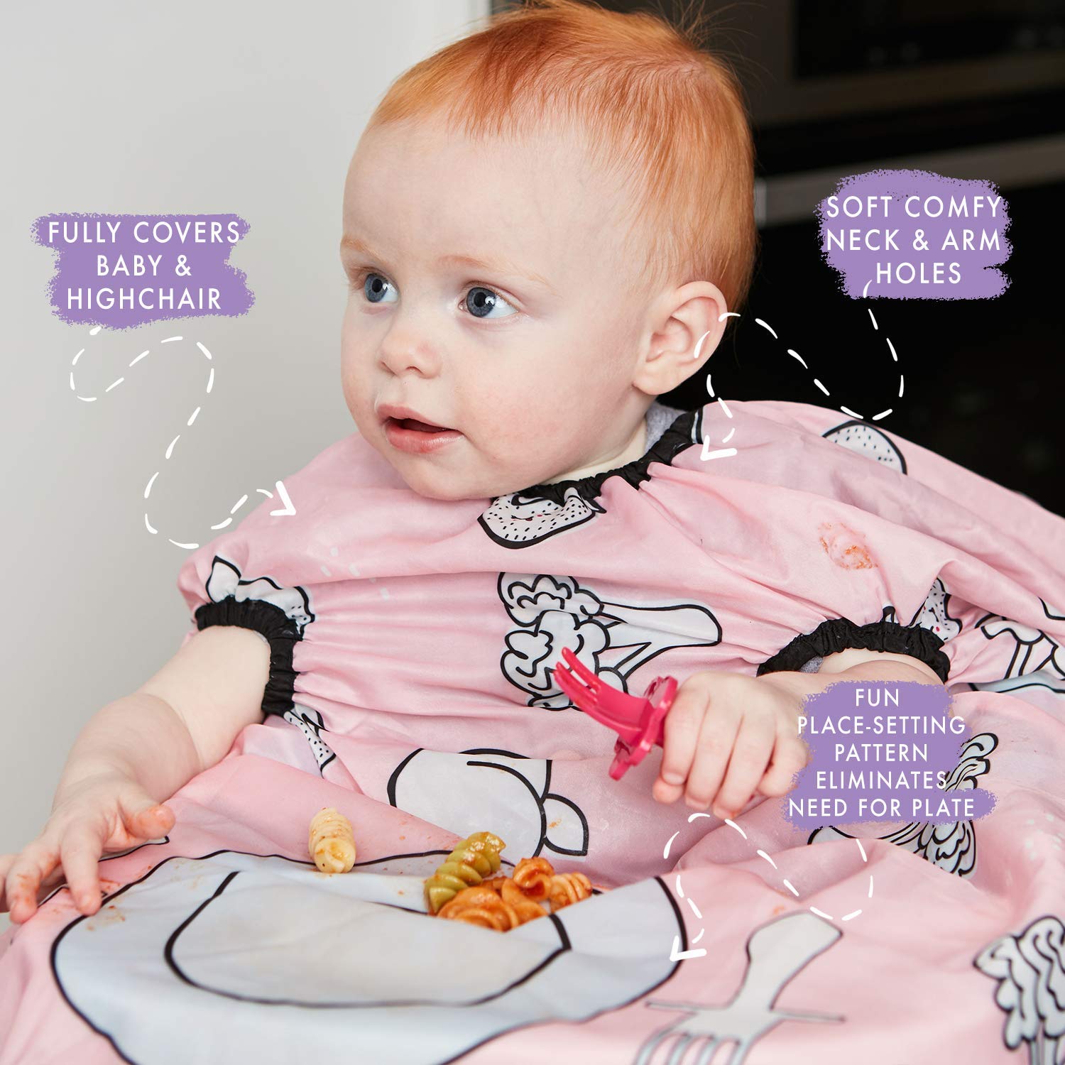 grabease Allover Waterproof Bib for Self-Feeding Infants and Toddlers, Machine Washable, Ages 6-24 Months