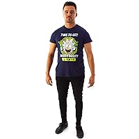 RICK AND MORTY Men's T-Shirt Riggity Riggity Wrecked Short Sleeve Blue Tee