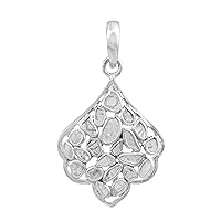 MOONEYE 0.50 CTW Natural Diamond Polki Ethnic Pendant 925 Sterling Silver Platinum Plated Slice Diamond Jewelry