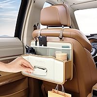 Car Seat Organizer Backseat,Car Tissue Holder for Regular 120 Count Tissue Box,To Cope With Allergy Season or Cold Weather,Car Organizers and Storage Front Seat (Beige-brown 1pcs)