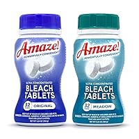 AMAZE Ultra Concentrated Bleach Tablets.[2 pack] One bottle Original Scent/One bottle Meadow Scent. 64 total tablets.