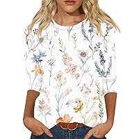 Women's Clothing Summer Summer Top Women Ladies Long Sleeve Tops Cute Tops Women Casual T Shirts for Women 3/4 Sleeve Round Neck Shirts Print Graphic Tees Blouses Tops Orange 3X-Large