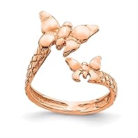 14K Rose Polished & Textured Butterfly Toe Ring