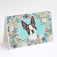Caroline's Treasures CK3433GCA7P Boston Terrier Greeting Cards and Envelopes Pack of 8 Blank Cards with Envelopes Whimsical A7 Size 5x7 Blank Note Cards