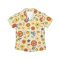 Hawaiian Shirt for Kids Casual Lapel Button-Down Shirts Short Sleeve Clothes Lightweight Cozy Top 3-16 Years