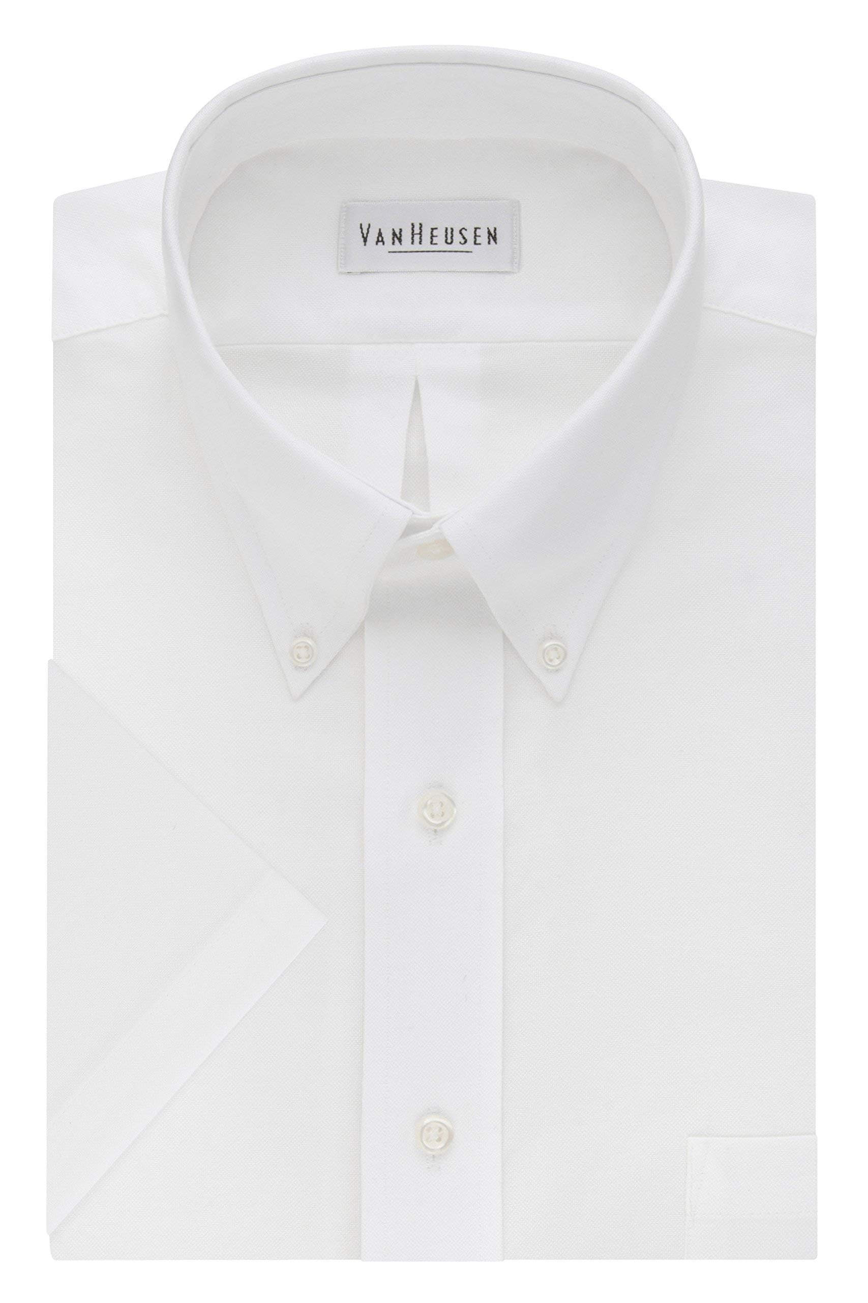 Van Heusen Men's Dress Shirt Short Sleeve Oxford Solid