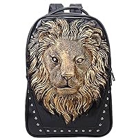 Men 3D Lion Head Backpack Casual Daily Use Bookbag Shoulder Outdoor Travel Hiking Bag