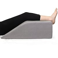 Leg Elevation Rest Pillow with Memory Foam Top for Circulation, Swelling, Kneef - Wedge Pillow for Legs, Sleeping, Reading, Relaxing - Removable Washable Cover (8 Inch)