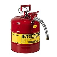 Justrite 5 Gallon Red AccuFlow Galvanized Steel Type II Vented Safety Can With Stainless Steel Flame Arrester And 1