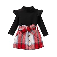 GOOCHEER Toddler Girl Clothes Long Sleeves Top + Skirt Set Toddler Girl Spring Fall Winter Outfit Clothing