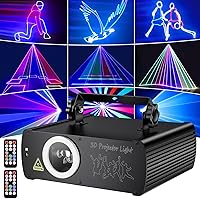 DJ Laser Lights for Party, Professional 3D Animation RGB Laser Show Projector, DMX512 Music Sound Activated Stage Light with Remote Control for Indoor Club Disco Home Birthday