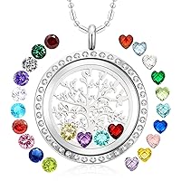 AZNECK Family Tree of Life Necklaces for Women Floating Charms Locket Jewelry Birthday Gifts for Mother Gramdma Pendant