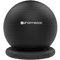 Pharmedoc Yoga Ball Chair, Exercise Ball Chair with Base & Bands for Home Gym Workout, Pregnancy Ball, Birthing Ball, Stability Ball & Balance Ball Seat, Exercise Equipment