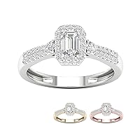 IGI Certified 10k Gold 1/2Ct TDW Diamond Rectangular Halo Engagement Ring (I-J,I2)