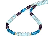 Healing Necklace For Women Multi Natural Gemstone Beaded Necklaces Smooth Faceted Handmade Multicolor Chain Necklace Gift For Women
