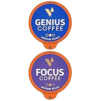 Vitacup Genius & Mushroom Coffee 128 Pod Bundle | Superfood & Vitamins B1, B5, B6, B9, B12 Infused | Variety Pack of (2) 64 Count Single Serve Pods Compatible with K-Cup Brewers