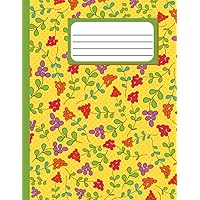Cool Cherries on Yellow Background - Summer Composition Notebook | College Ruled, 8.5x11: Cute Composition Notebooks for School Going Kids, Teens, Girls & Boys