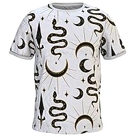 Cotton T-Shirt Outfit Casual Gothic Witchcraft Print Summer Short Sleeve Magic Black Pattern Graphic Fitted Crew Neck