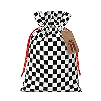 MyPiky Black And White Checkered Print Christmas Gift Bags,Gift Wrap Bags 4.7x6.9 Small Storage Bag For Thanksgiving Party
