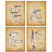 Original Remington Guns Patent Art Prints - Set of Four Photos (8x10) Unframed Gun Pictures for Wall - Makes a Great Man Cave Gun Poster Decor - Gift Under $20 for Gun Owners and Firearms Enthusiasts