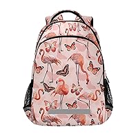 ALAZA Pink Flamingo Butterfly Backpack Purse for Women Men Personalized Laptop Notebook Tablet School Bag Stylish Casual Daypack, 13 14 15.6 inch