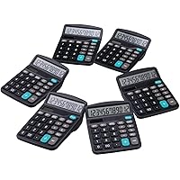 LICHAMP Desk Calculators with Big Buttons and Large Display, Office Desktop Calculator Basic 12 Digit with Solar Power and AA Battery (Included), 6 Bulk Pack