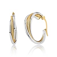 10k Two-Tone Gold Hoops in White & Yellow Gold | Hypoallergenic & Real Gold Hoops by MAX + STONE
