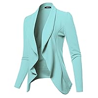 SSOULM Women's Long Sleeve Classic Draped Open Front Lightweight Blazer with Plus Size