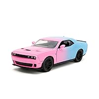 Pink Slips 1:24 2015 Dodge Challenger SRT Hellcat Die-Cast Car, Toys for Kids and Adults(Light Blue/Pink)