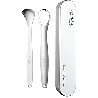 Tongue Cleaner Set With Travel Case for Men, Women and Kids, Silver
