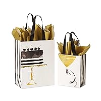 Papyrus Gift Bags with Tissue Paper (Cake and Balloon) for Birthdays, Weddings, Bridal Showers, Baby Showers and All Occasions (2 Bags, 1 Large 13