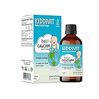Kiddivit Baby Calcium Liquid Drops with Vitamin D3 & K2-24 Daily Servings, 4 Fl Oz (120 mL) - Inulin Fortified (Prebiotic, Dietary Fiber) - Sugar Free, Gluten Free, Vegetarian Friendly