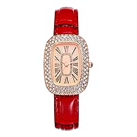 Women's Antique Square Roman Analog Waterproof Diamond Bling Casual Business Fashion Watch Women's Accessories Birthday Anniversary Mother's Day Christmas Valentine's Day Gift, red
