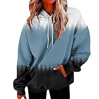Oversized Workout Shirts for Women Women's Fashion Loose Casual Daily Long Sleeve Gradient Patchwork Top