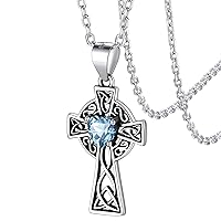 FaithHeart Sterling Silver Birthstone Pendant Necklace for Women Teen Girls, Celtic Knot/Round/Tree of Life/Trinity Knot Shape Jewelry