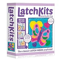 Latch Hook Kit for Wall Hangings & Mini-Rugs - Butterfly - Craft Kit with Easy, Color-Coded Canvas, Pre-Cut Yarn & Latch Hook Tool - Perfect DIY Craft for Kids - Ages 6 and Up