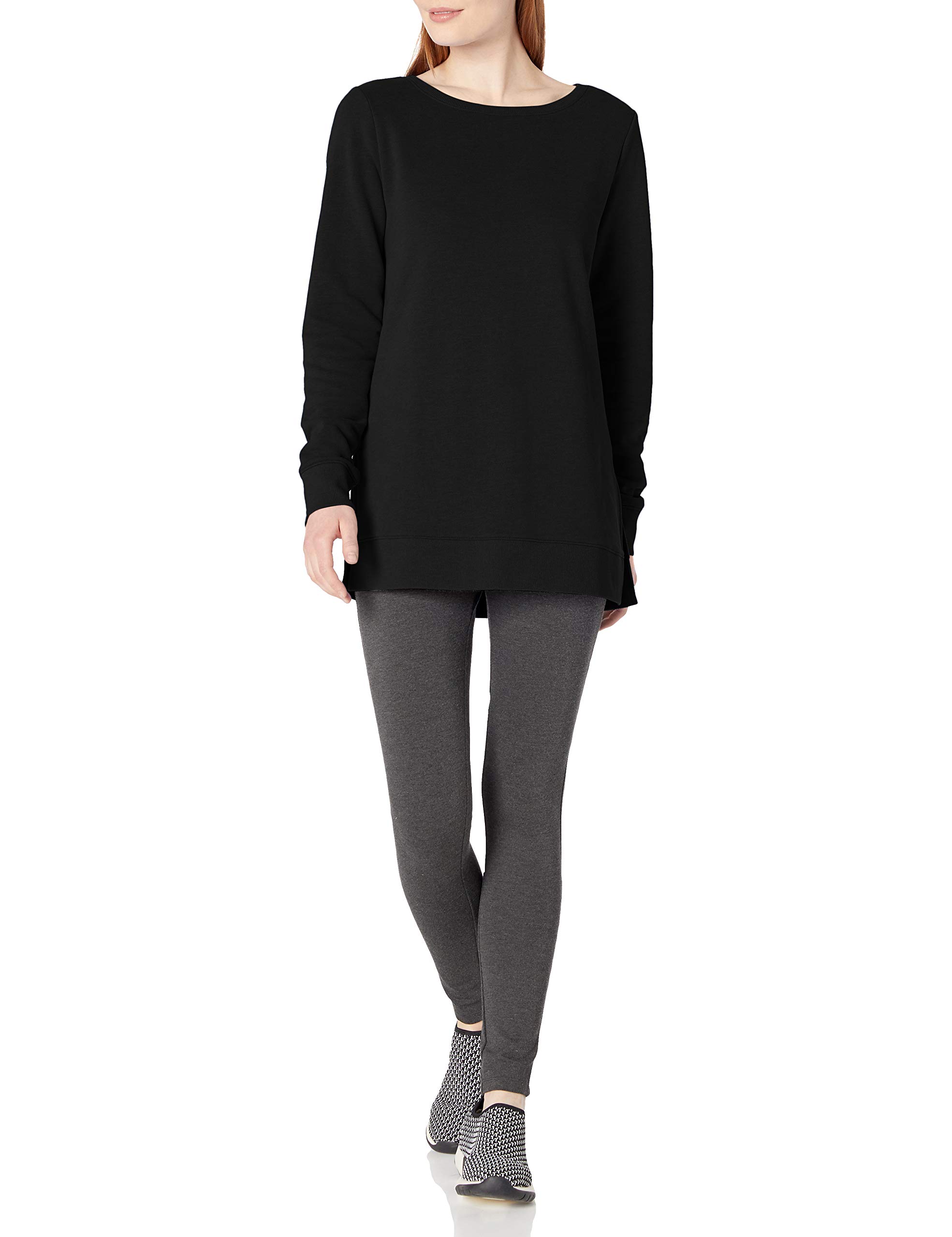 Amazon Essentials Women's Open-Neck Fleece Tunic Sweatshirt