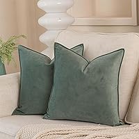 JUSPURBET Sage Decorative Velvet Throw Pillow Covers 28x28 inch Set of 2,Broadside Soft Cushion Case with Invisible Zipper for Sofa Couch Bed