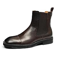 Chelsea Boots Men Black Dress Cap Toe Leather Pull On Ankle Boots Fashion Formal Casual Boots for Men