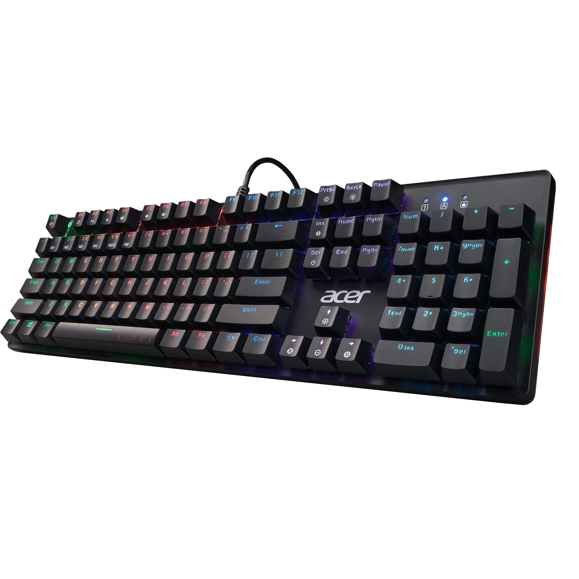 Acer Nitro Gen 2 Wired Gaming Keyboard - RGB Illuminated Keyboard | 100% Anti-Ghosting (N-Key Rollover) | Mechanical Axis | Ergonomic Arc Keycaps | Embedded Multimedia Keys