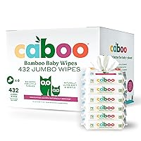 Caboo Tree Free Baby Wipes, Eco-Friendly Naturally Derived Baby Wipes for Sensitive Skin, 6 Resealable Peel Tab Travel Packs, 72 Wipes Per Pack, Total of 432 Wipes