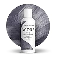 Adore Semi Permanent Hair Color - Vegan and Cruelty-Free Hair Dye - 4 Fl Oz - 158 Mystic Gray (Pack of 1)