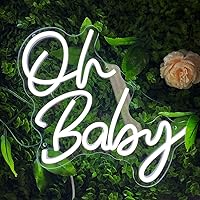 Oh Baby Neon Signs for Wall Decor Oh Baby Led Sign for Baby Shower Decor Birthday Party Gender Reveal Christening Day Decor Neon Light Sign for 1st Birthday Backdrop