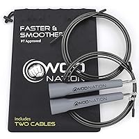 WOD Nation Adjustable Speed Jump Rope For Men, Women & Children - Blazing Fast Fitness Skipping Rope Perfect for Boxing, MMA, Endurance