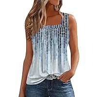 Coupons and Promo Codes,Dressy Tank Tops for Women Tops for Women Summer Sleeveless Trendy Tees Casual Cute Scoop Neck Color Block Tank Top Tunic High Crop Workout Polyester Tank (5-Blue,L)