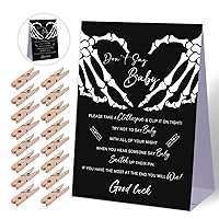 Don't Say Baby Baby Shower Game,Halloween Gothic Baby Shower Decorations,Mini Clothespins for Baby Shower,Neutral Baby Shower Decorations,Little Cutie Baby Shower,1 Sign & 50 Mini Clothespins Set-B4