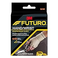 FUTURO Hand and Wrist Compression Glove, Provides Support and Compression to Arthritic and Painful Hand Joints, Small/Medium, Beige