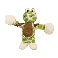 Outward Hound Baby Pulleez Frog Squeaky Plush Dog Toy with Ropes for Pull-Through Tugging Action